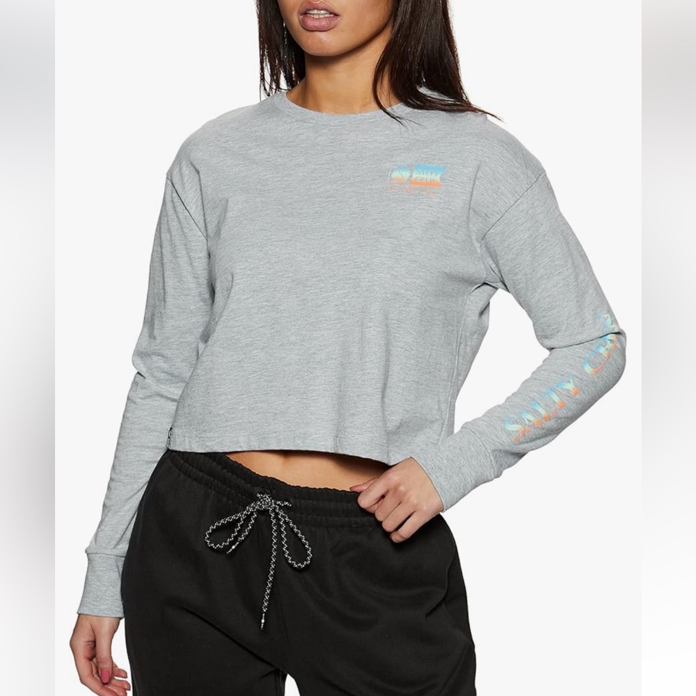 Salty Crew Alpha Gradient Long Sleeve Crop Tee Size XL